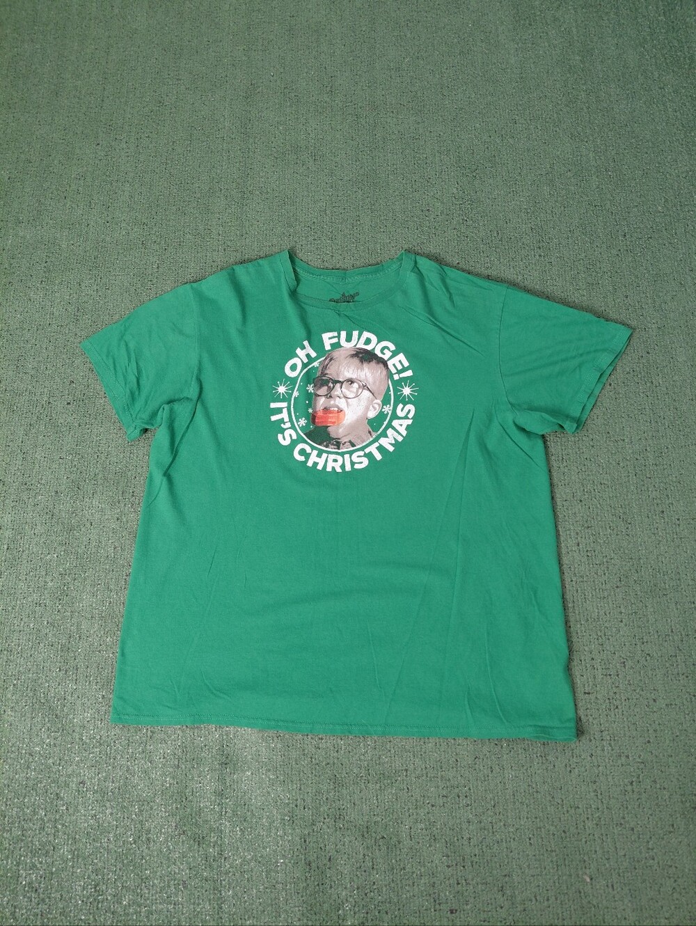 A Christmas Story "Oh Fudge It's Christmas" Funny Movie Green T Shirt Sz XL